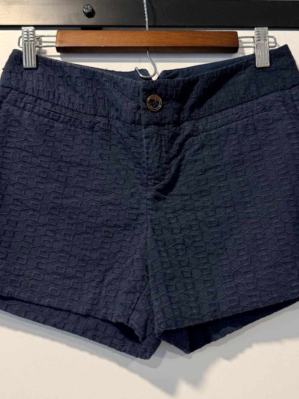 Banana Republic Navy Blue Textured Cotton Shorts